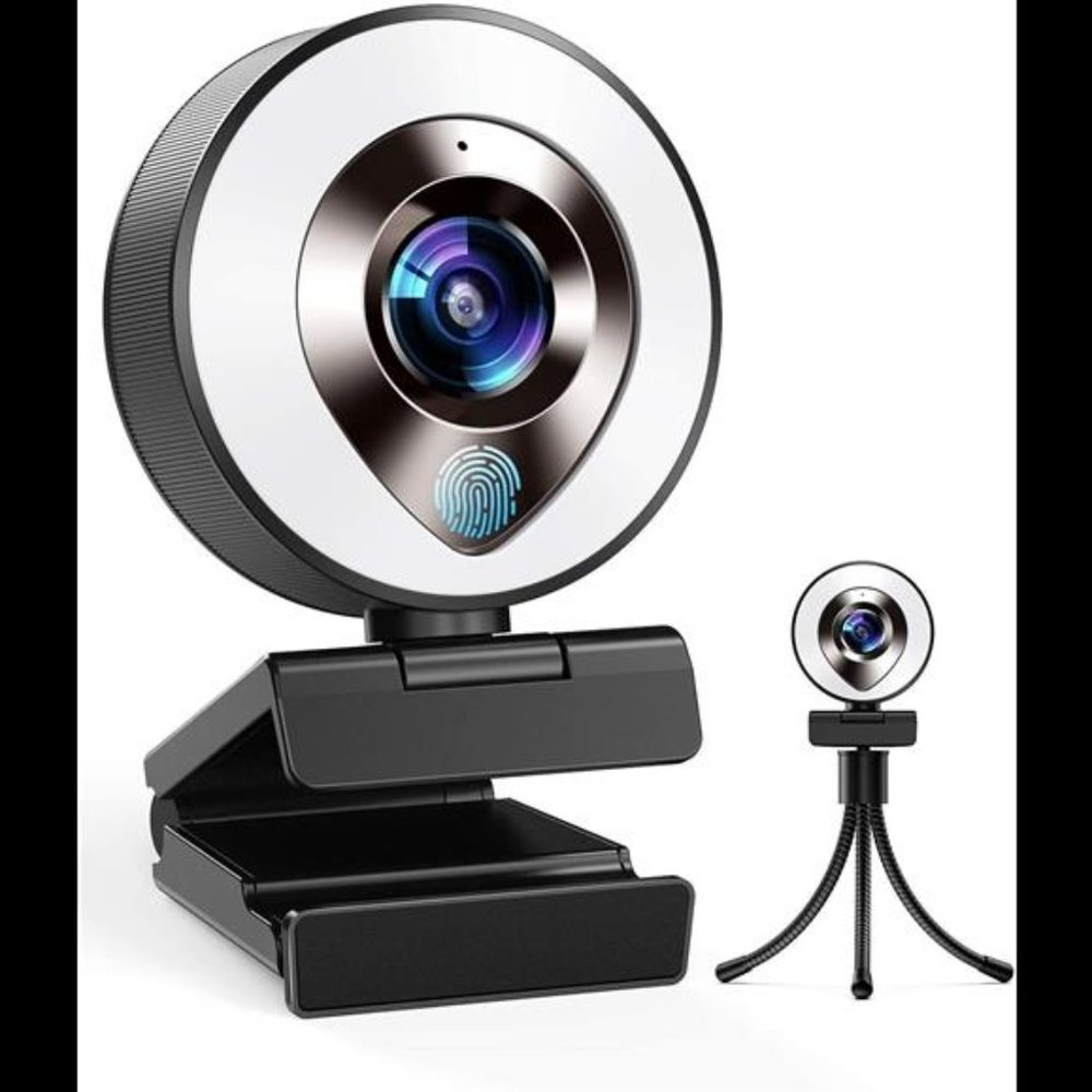 HD 1080P Webcam with Microphone and Ring Light Plug and Play Computer Camera NEW